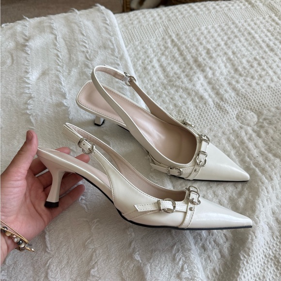 SHEIN Shoes - Elegant White Slingback Heels
